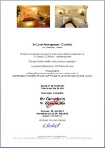 Gutschein Loveroom Comfort